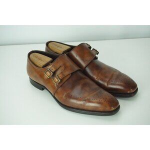 Stuarts Choice x Grenson Masterpiece Brown Broque Double Monk Shoes Sz 11.5